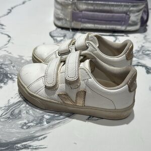 Veja Kids White and Gold Sneakers